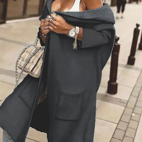 "Simply Live" Hooded Knit Cardigan Sweater - Black - size L - Picture 5 of 6